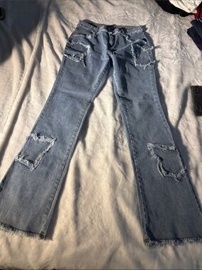 Distressed Light Blue Women's Flare Jeans
